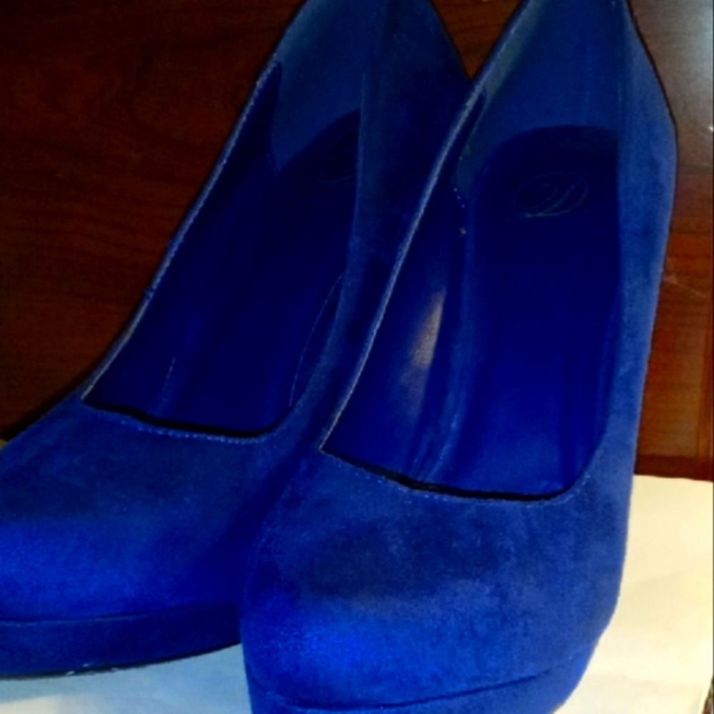 DV by Dolce Vita Faux Blue Suede Platform Heels